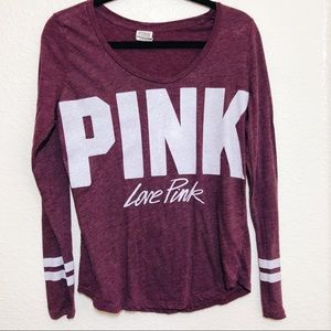 PINK scoop neck long sleeve tee